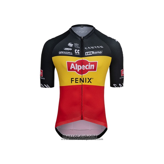 2021 Maillot Cyclisme Alpecin Fenix Champion Belgique Manches Courtes et Cuissard